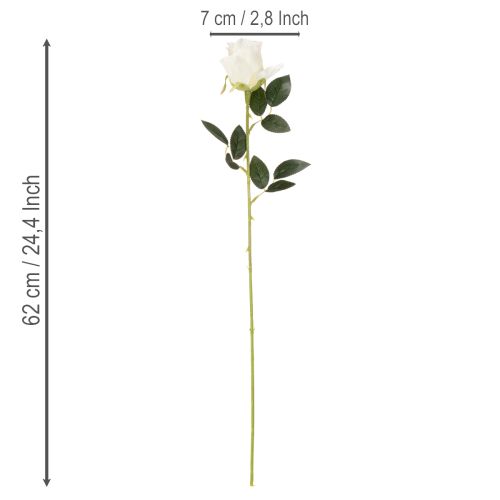 Kunstig rosenblomst, lang stilk, til vase, 62 cm, 12 stk. | Floristik24.dk