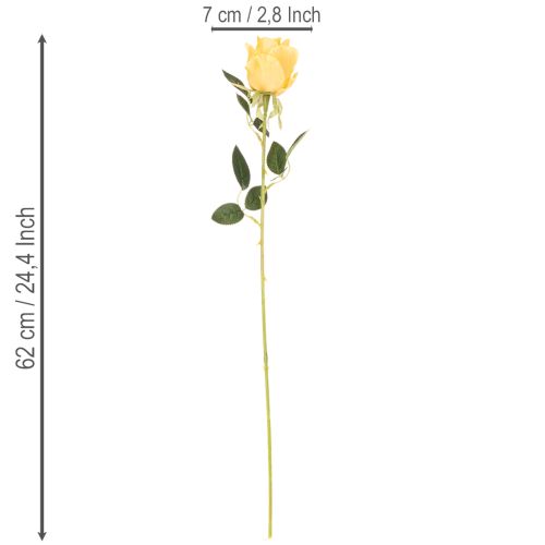 Kunstig rose med lang stilk, kunstig blomst, 62 cm, 12 stk. | Floristik24.dk