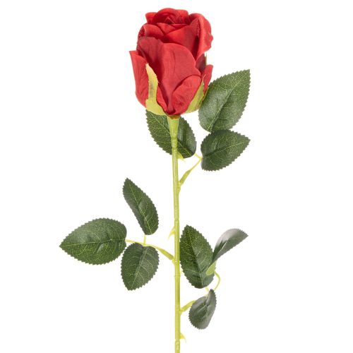 Kunstig rose med lang stilk, rød kunstig blomst, 62 cm, 12 stk.