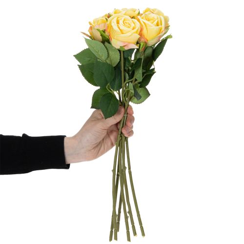 Artikel Rosebuket blomsterarrangement til elegant dekoration i opholdsstuen 44 cm 6 stk.