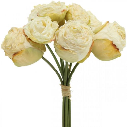 Floristik24 Kunstige roser, silkeblomster, rosenbundt cremehvid L23cm 8stk