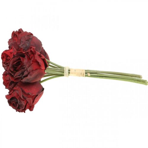 Artikel Kunstige roser røde, silkeblomster, bundt roser L23cm 8 stk