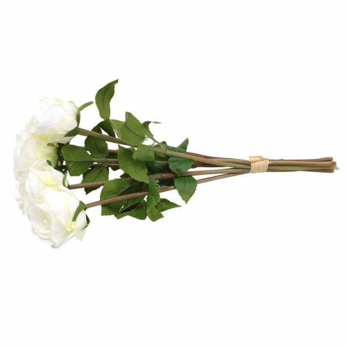 Artikel Dekorative rosensilkeblomster i bundt creme 36cm 8 stk