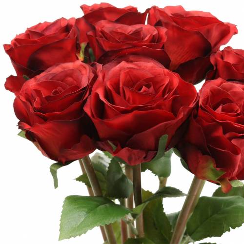 Artikel Rose i bundt kunstrød 36cm 8 stk