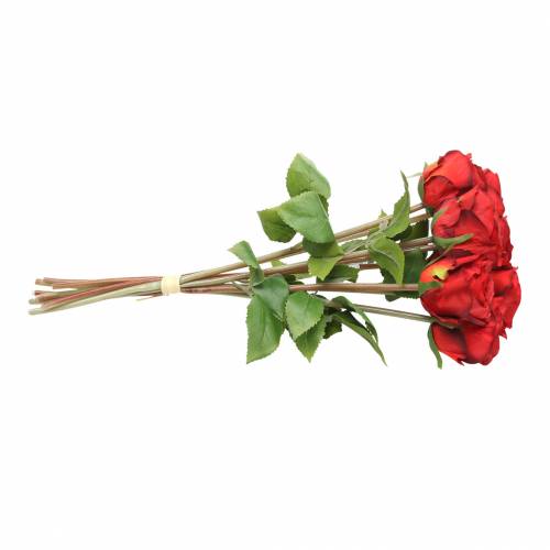 Artikel Rose i bundt kunstrød 36cm 8 stk