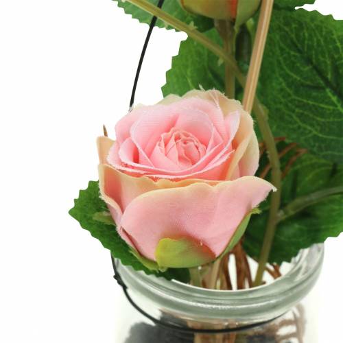 Artikel Rose i et glas Rosa H23cm