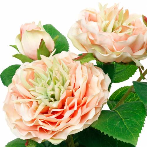 Dekorativ rose i en gryde, romantiske silkeblomster, lyserød pæon