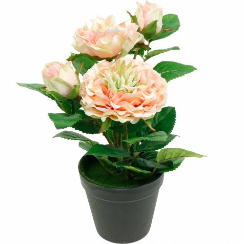 Artikel Dekorativ rose i en krukke, romantiske silkeblomster, pink pæon