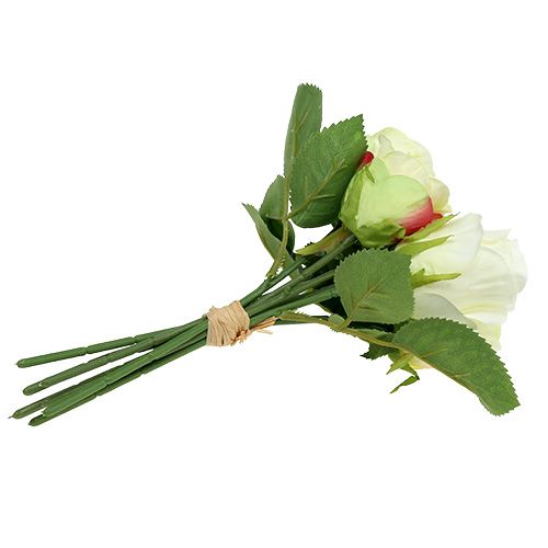 Floristik24 Bunch med roser hvidgrøn Ø15cm L25cm