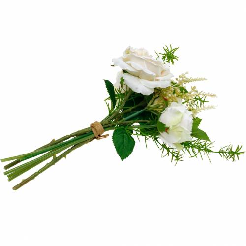 Artikel Buket kunstige roser. Creme silkeblomster i en buket