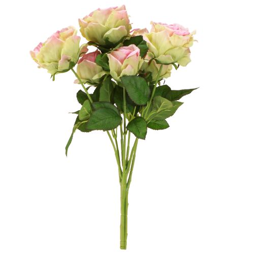 Artikel Kunstig rosenbusk grøn, pink 55cm