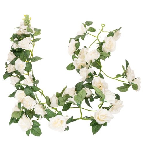 Kunstig rosenkrans med hvide blomster til dekoration, 170 cm
