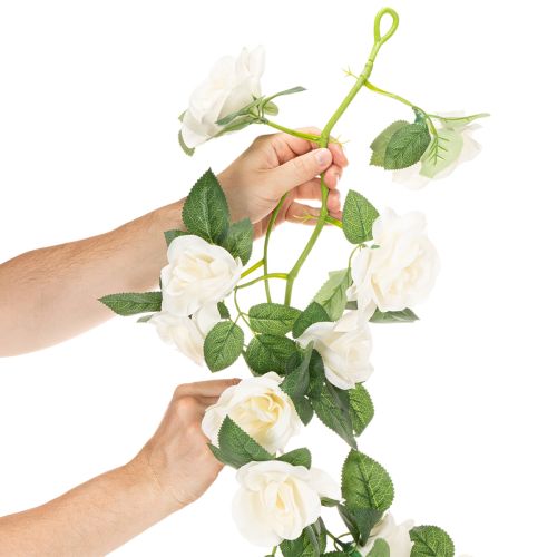 Kunstig rosenkrans med hvide blomster til dekoration, 170 cm | Floristik24.dk