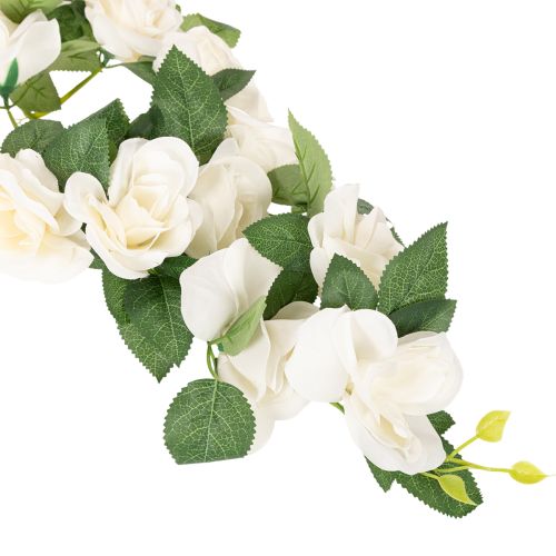 Kunstig rosenkrans med hvide blomster til dekoration, 170 cm | Floristik24.dk