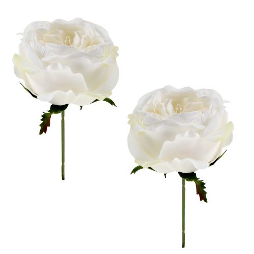 Floristik24 Rosenblomst hvid 17cm 4 stk
