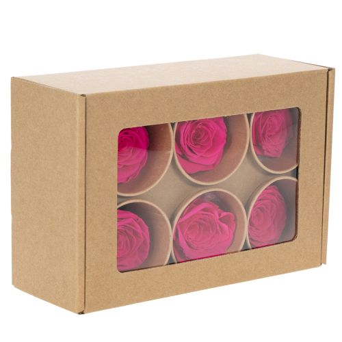 Artikel Konserverede rosendekorationer, ægte blomster til borddekoration, unikke og bæredygtige blomster, 5 cm, 6 stk.