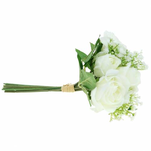 Floristik24 Buket med roser med gypsophila hvid 26cm