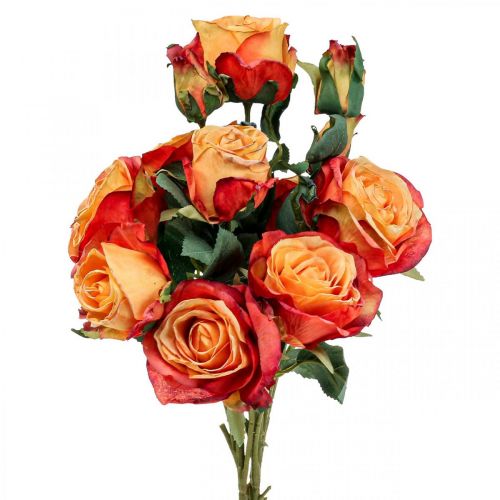Floristik24 Buket roser kunstige roser silke blomster orange 53cm bundt