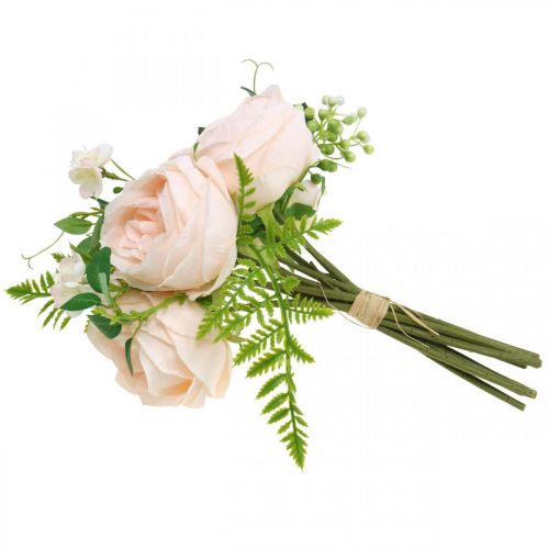 Artikel Kunstig rose buket, silke blomster buket, roser i bundt, kunstig rose buket Pink L28cm