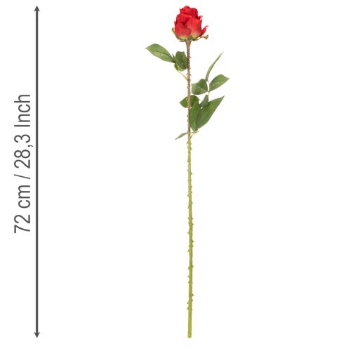 Rosegren silkeblomst kunstig rose rød 72 cm 3 stk | Floristik24.dk