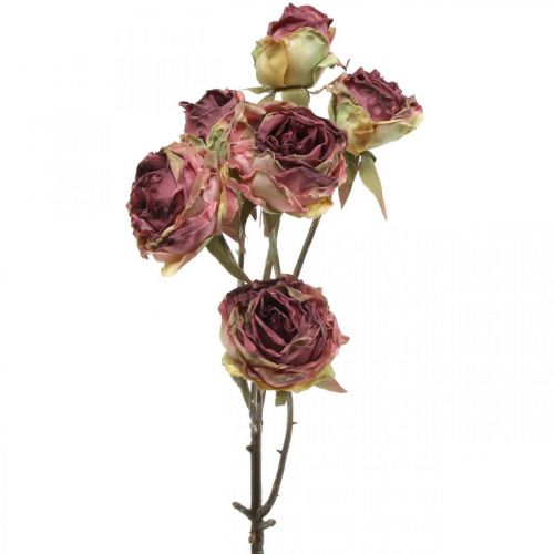 Kunstig rose, borddekoration, kunstig blomst pink, rosengren antik look L53cm