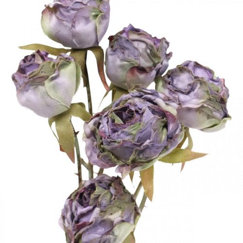 Floristik24 Rosengren Silkeblomst Borddekoration Kunst Rose Lilla Antik L53cm