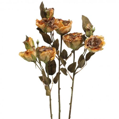 Artikel Dekorative roser buket kunstige blomster rosen buket gul 45cm 3 stk