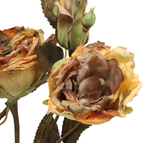 Artikel Dekorative roser buket kunstige blomster rosen buket gul 45cm 3 stk