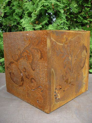 Floristik24 Barok terning lavet af rustent metal, 33 cm x 33 cm