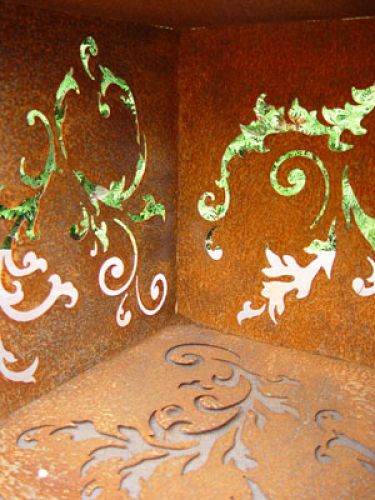 Artikel Barok terning lavet af rustent metal, 36 cm x 36 cm