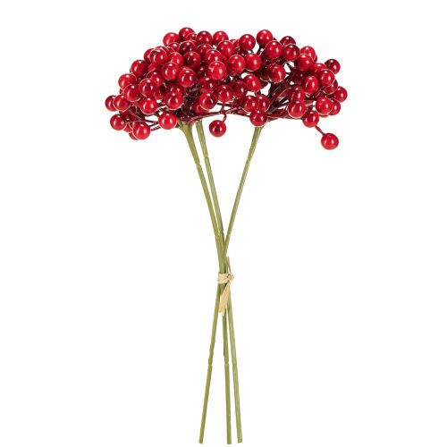 Artikel Julegren med røde bær, 27 cm, bundt med 3 stk.
