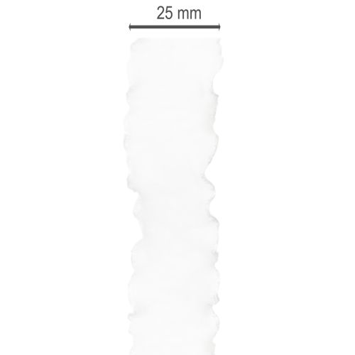 Hvidt flæset organzabånd, dekorativt bånd, 25 mm bredt, 10 m langt | Floristik24.dk