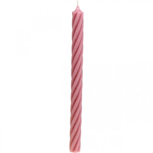 Artikel Rustikke stearinlys pindelys farvet pink 350/28mm 4 stk