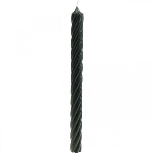 Rustikke stearinlys, ensfarvet sort 350/28mm 4 stk