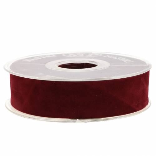 Artikel Fløjlsbånd Bordeaux rød 25mm 7m