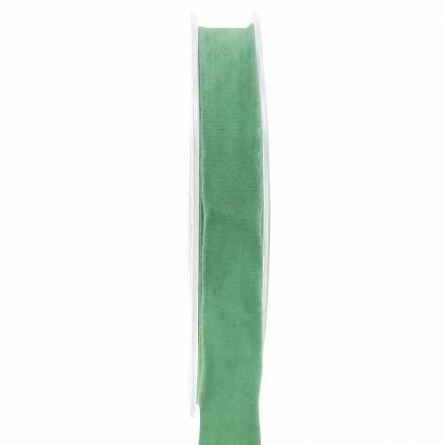 Floristik24 Fløjlsbånd grønt 15mm 7m