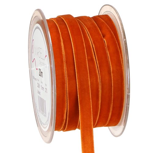 Fløjlsbånd dekorativt bånd fløjl mørk orange 10mm 20m