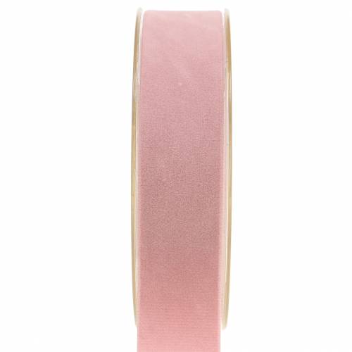 Floristik24 Fløjlsbånd pink 25mm 7m