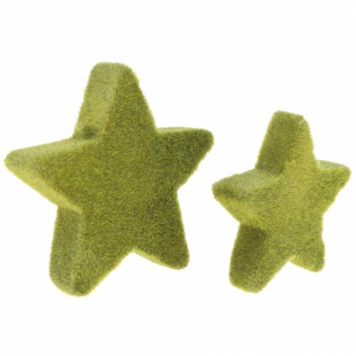Artikel Scatter dekoration stjerner flocket mosgrøn 4cm/5cm 40 stk