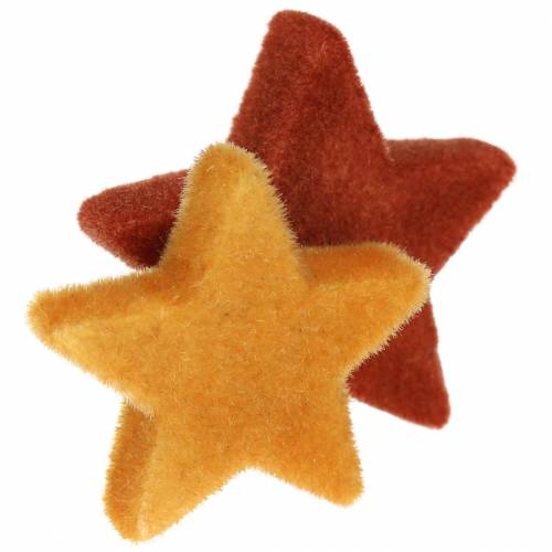 Floristik24 Scatter dekoration stjernemix flocked curry, rooibos 4cm/5cm 40 stk