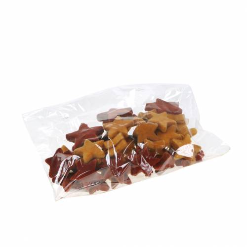 Floristik24 Scatter dekoration stjernemix flocked curry, rooibos 4cm/5cm 40 stk