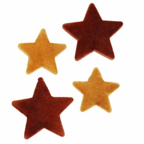 Scatter dekoration stjernemix flocked curry, rooibos 4cm/5cm 40 stk