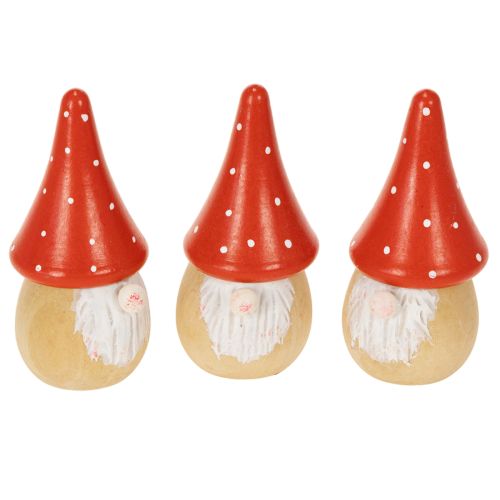 Mini-nissefigur med fluesvamp borddekoration 10 cm 6 stk.