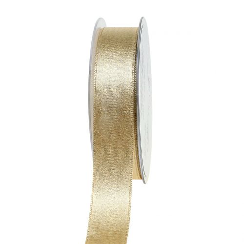 Floristik24 Satinbånd med glimmer guld 25mm 20m