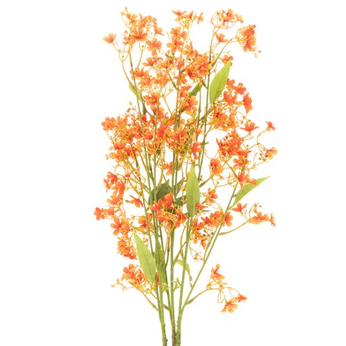 Kunstig orkidégren orange filigran værelsesdekoration 110 cm 3 stk.