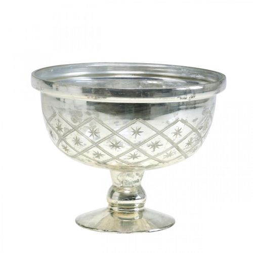 Glasskål med fod shabby chic glasdekoration champagne Ø17cm H13cm