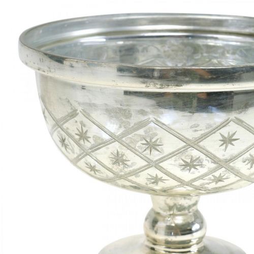 Glasskål med fod shabby chic glasdekoration champagne Ø17cm H13cm