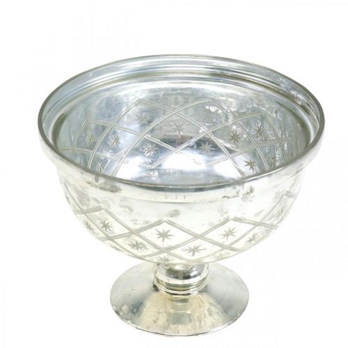 Floristik24 Glasskål med fod shabby chic glasdekoration champagne Ø17cm H13cm