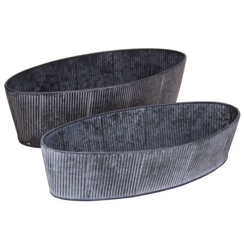Floristik24 Skål Oval Metal Sort Grå Vintage 32,5/37 cm Sæt med 2