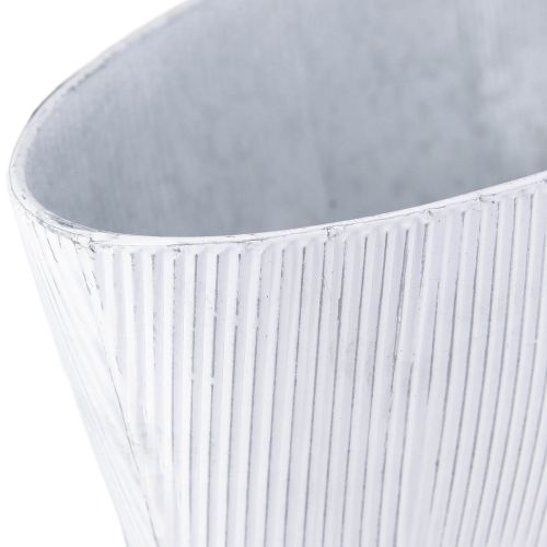 Artikel Oval metalskål i hvid sølv 32,5 cm/37 cm sæt med 2 stk